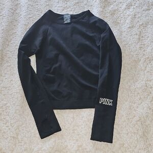 PINK Victoria's Secret Black Long Sleeve Workout Top